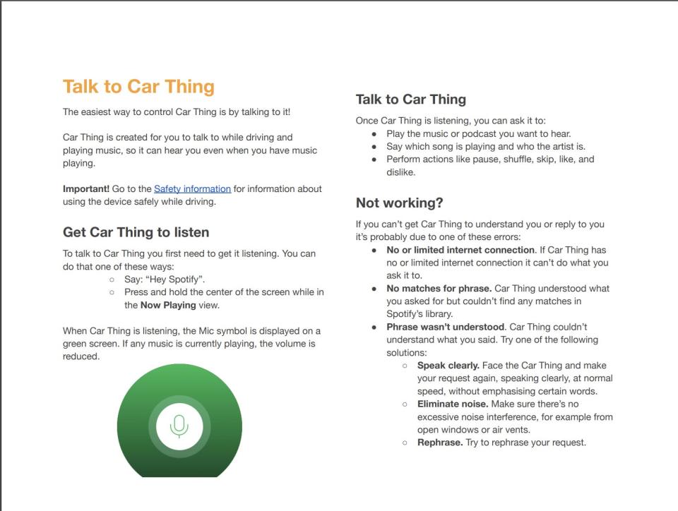 Spotify car thing voice command