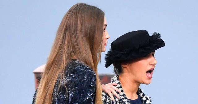 Gigi Hadid Confronts a Runway Crasher at Paris Fashion Week