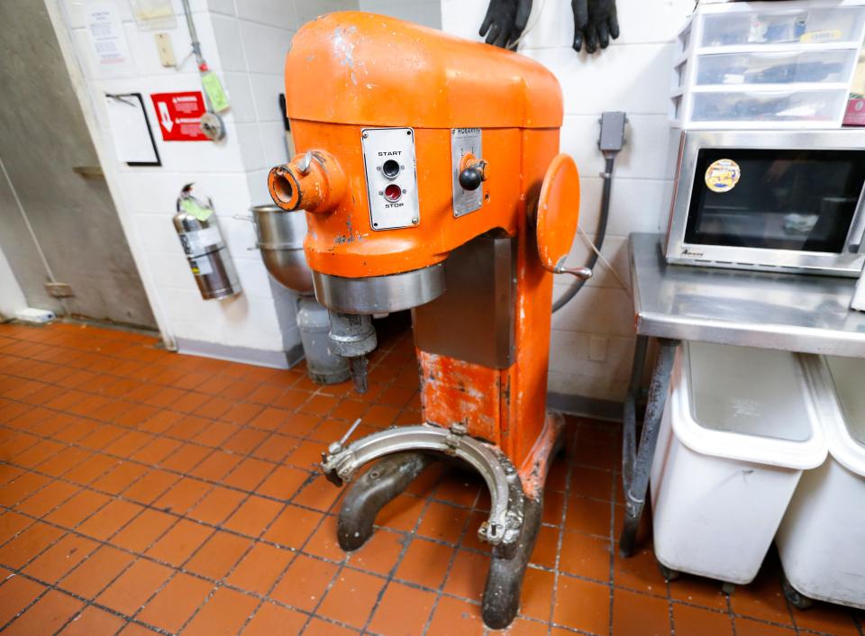 An old mixer as old as the restaurant at Village Inn on Monday, June 26, 2023.