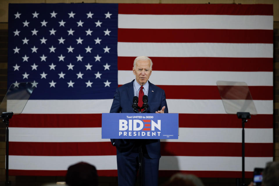 Democratic presidential candidate former Vice President Joe Biden speaks during a community event, Wednesday, Oct. 16, 2019, in Davenport, Iowa. (AP Photo/Charlie Neibergall)