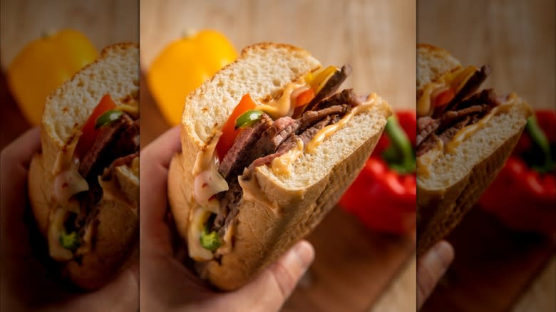 peppers and beef sandwich