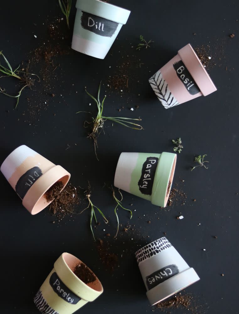 chalk label diy planters