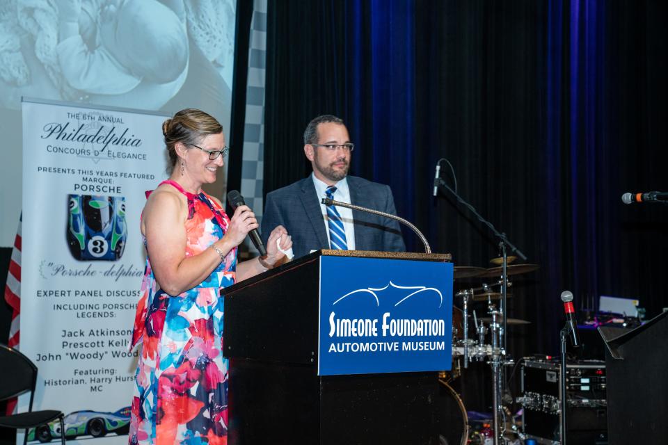 Elizabeth and James DeChene at the Philadelphia Concours d’Elegance gala hosted by Cool Cars for Kids, where they serves as the honored family speakers.