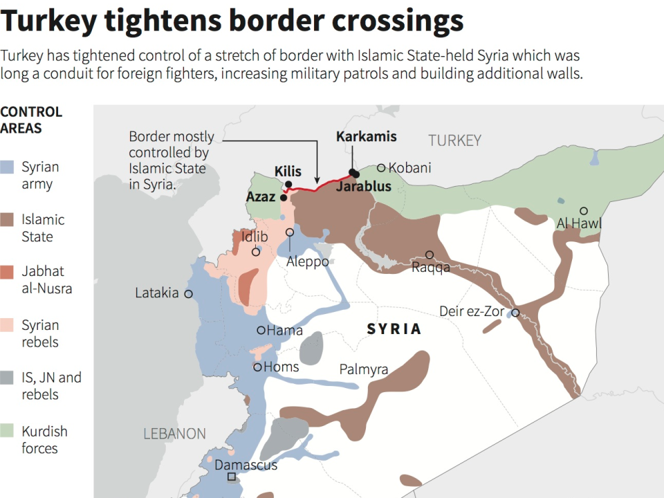 Syria map February 2016