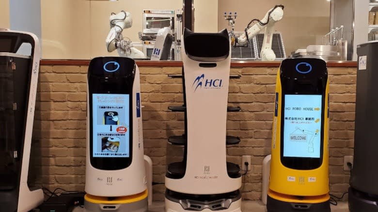 lineup of service robots