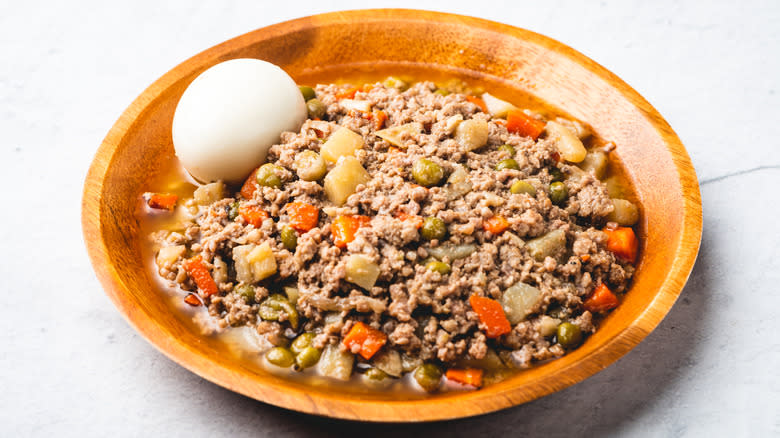 pork picadillo with hardboiled egg