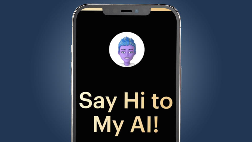 A phone screen showing Snapchat's My AI chatbot