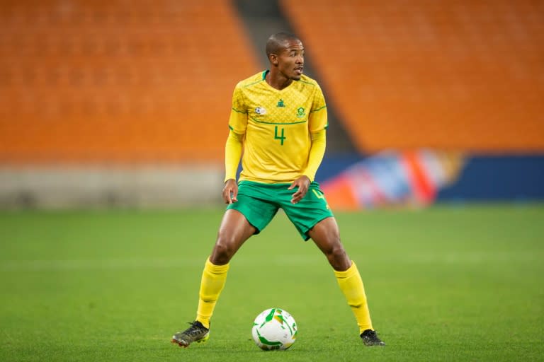 Substitute Thapelo Morena scored twice for <a class="link " href="https://sports.yahoo.com/soccer/teams/south-africa-women/" data-i13n="sec:content-canvas;subsec:anchor_text;elm:context_link" data-ylk="slk:South Africa;sec:content-canvas;subsec:anchor_text;elm:context_link;itc:0">South Africa</a> in a 2026 World Cup qualifying victory over Zimbabwe. (Phill Magakoe)