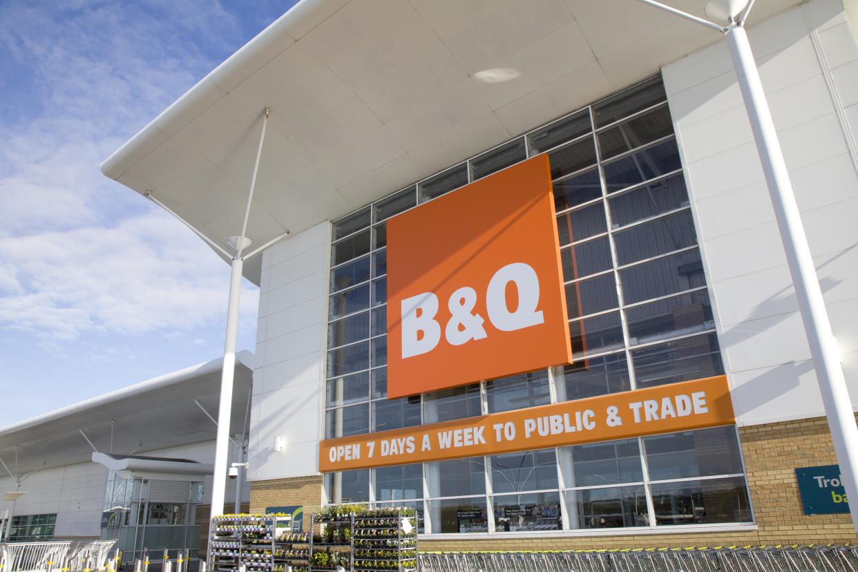 Bournemouth, England - October 15th 2012: B & Q DIY Superstore on a bright sunny autumn morning at Castlepoint shopping centre, Bournemouth.