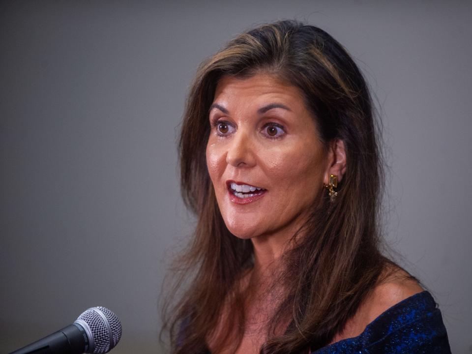 Patriot Award recipient Nikki Haley during the Patriot Awards Gala hosted by the Medal of Honor Convention at the Knoxville Conventional Center on Saturday, Sept. 10, 2022.