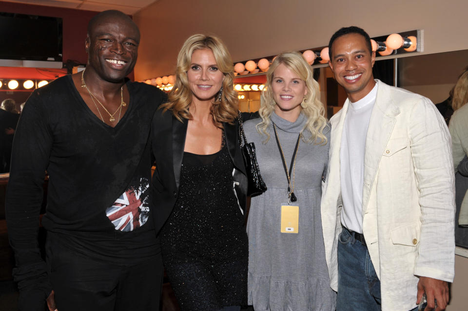 &nbsp;Seal, Heide Klum, Elin Woods and Tiger Woods . (Photo by Lester Cohen/WireImage)