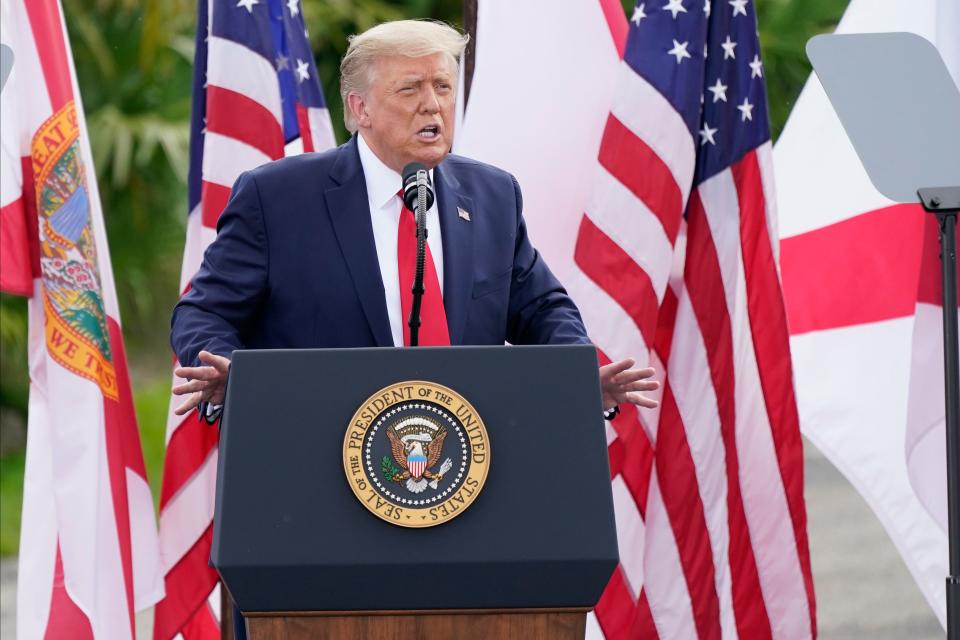 President Donald Trump on Sept. 8, 2020, in Jupiter, Florida.