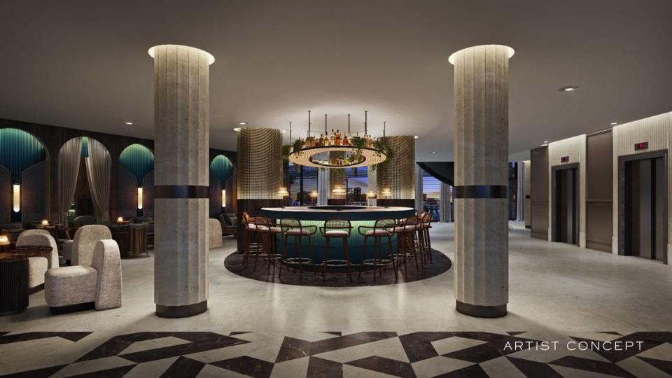 The lobby bar at the new Mondrian South Beach.