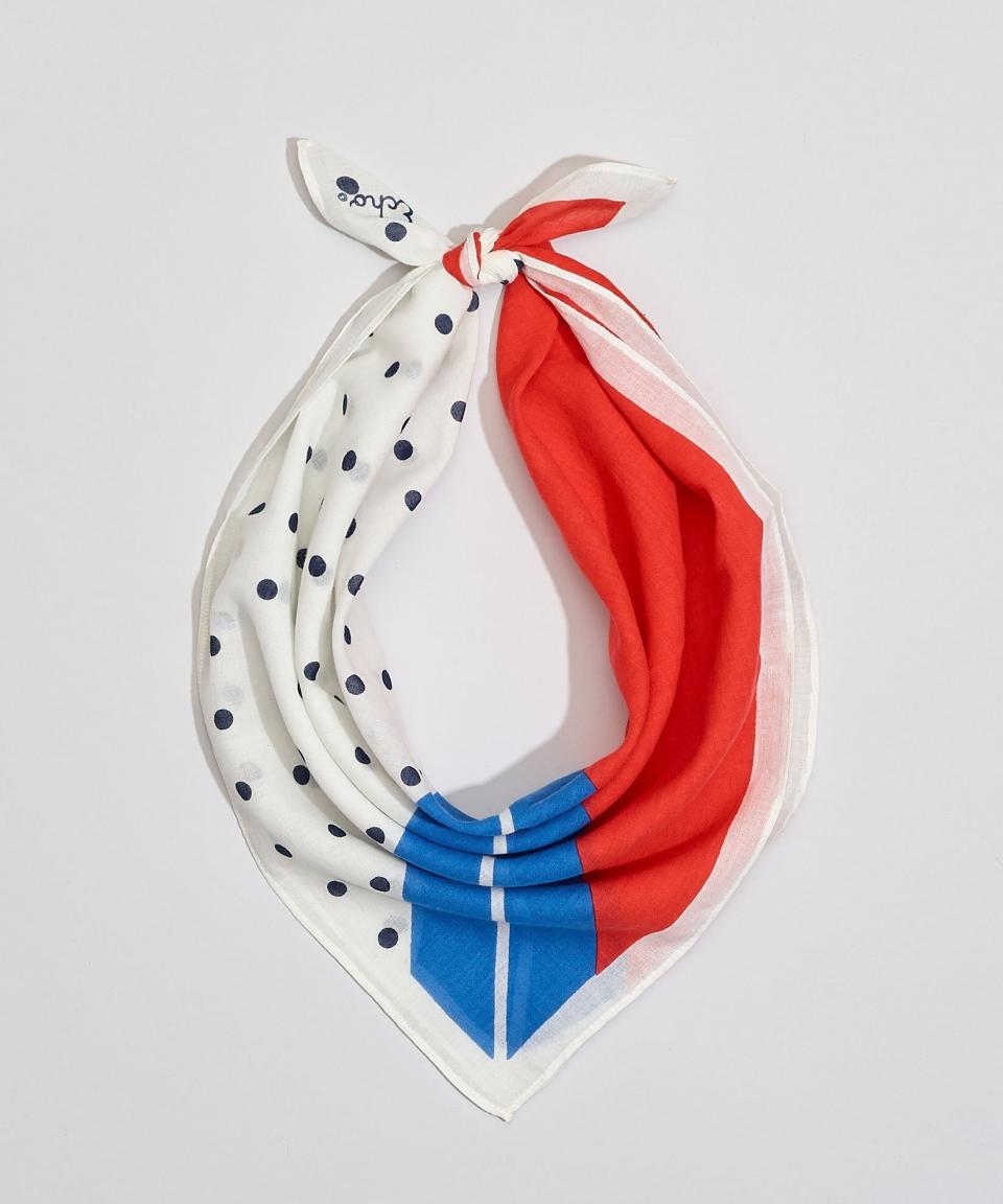 Echo makes a range of scarves that can be worn around your neck, your purse or your hair. How cute would this one be as a headband? &lt;br&gt;&lt;br&gt; <strong><a href="https://echonewyork.com/collections/bandanas/products/diagonal-dot-bandana" target="_blank" rel="noopener noreferrer">Get the Echo Diagonal Dot Bandana for $22.</a></strong>