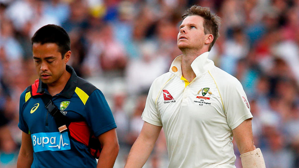 Steve Smith's hopes of recovering for the third Test are looking increasingly slim. Pic: Getty