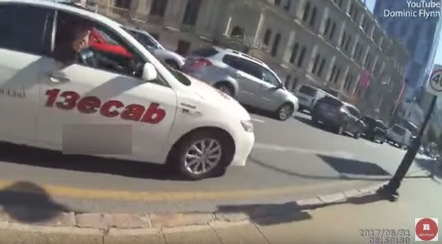 A cyclist has captured the moment he was screamed at by a Brisbane taxi driver. Photo: Youtube/ Dominic Flynn