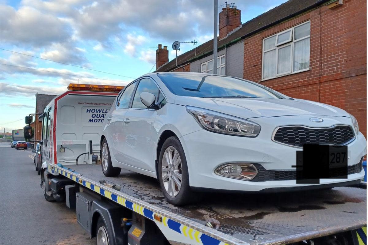 The car was blocking a footpath <i>(Image: Bewsey and Whitecross Police)</i>