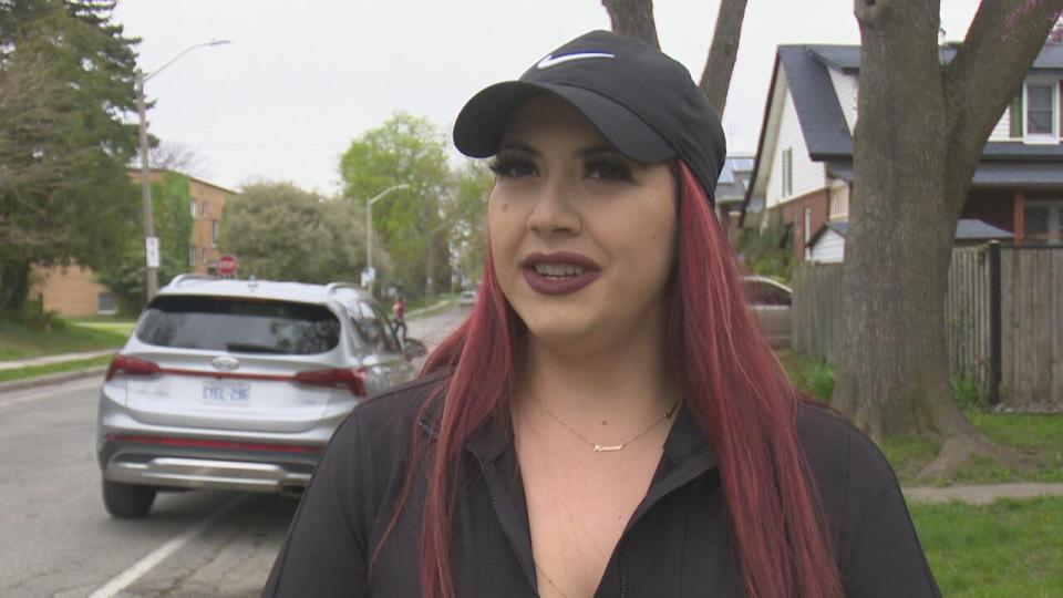 Cassandra Messina says her vehicle was one of the ones damaged in a chain reaction sparked by a driver hitting a parked car on Bruce Avenue on Tuesday morning.