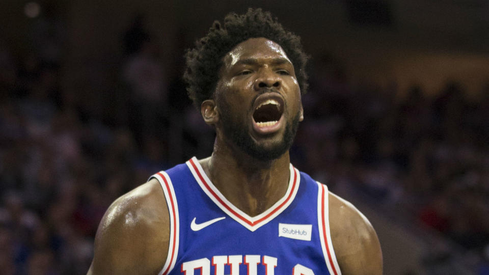 Joel Embiid offered his reaction to the Jimmy Butler trade Saturday night. (Getty Images)