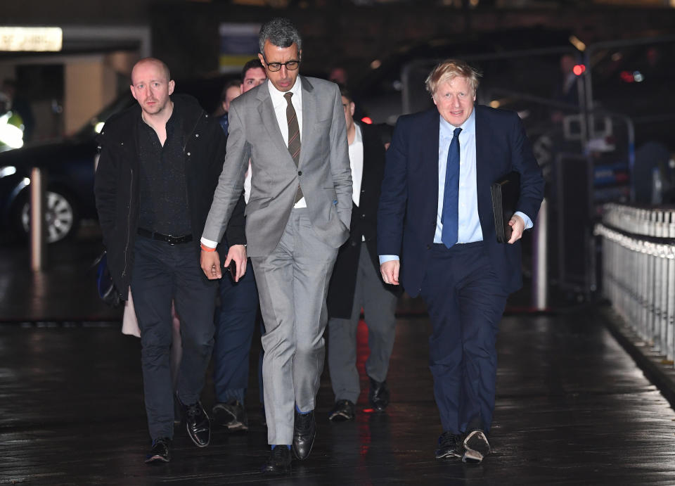 Prime Minister Boris Johnson arrives at the Octagon in Sheffield, South Yorkshire, for the BBC Question Time Leaders' Special.