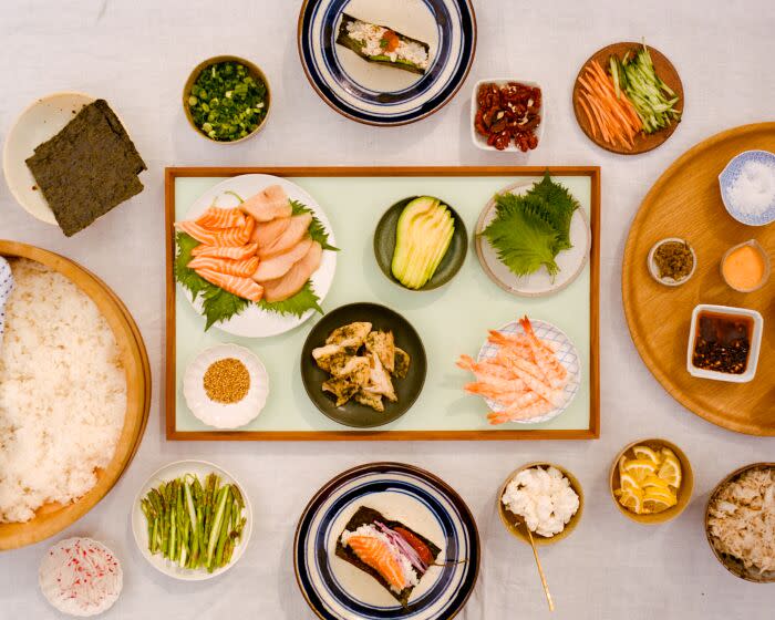 Sushi ingredients For DIY Hand Roll Party with Jeni Afuso