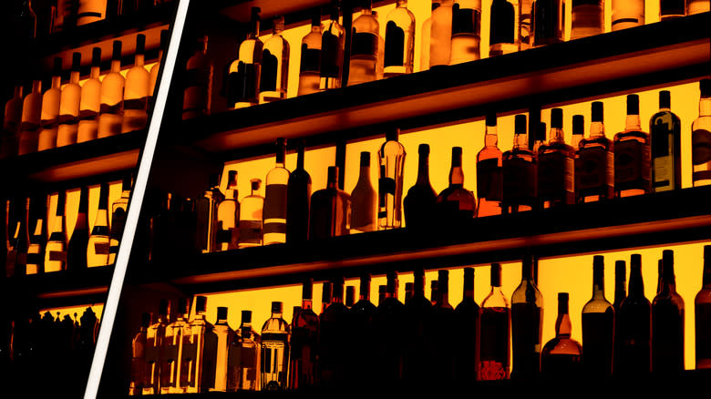 backlit bar shelf