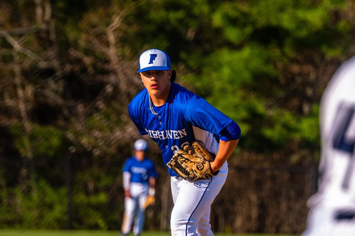 Fairhaven's Ryan Pires looks for the sign.