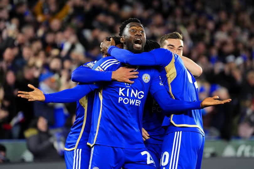 Wilfred Ndidi celebrates scoring for Leicester City against Southampton