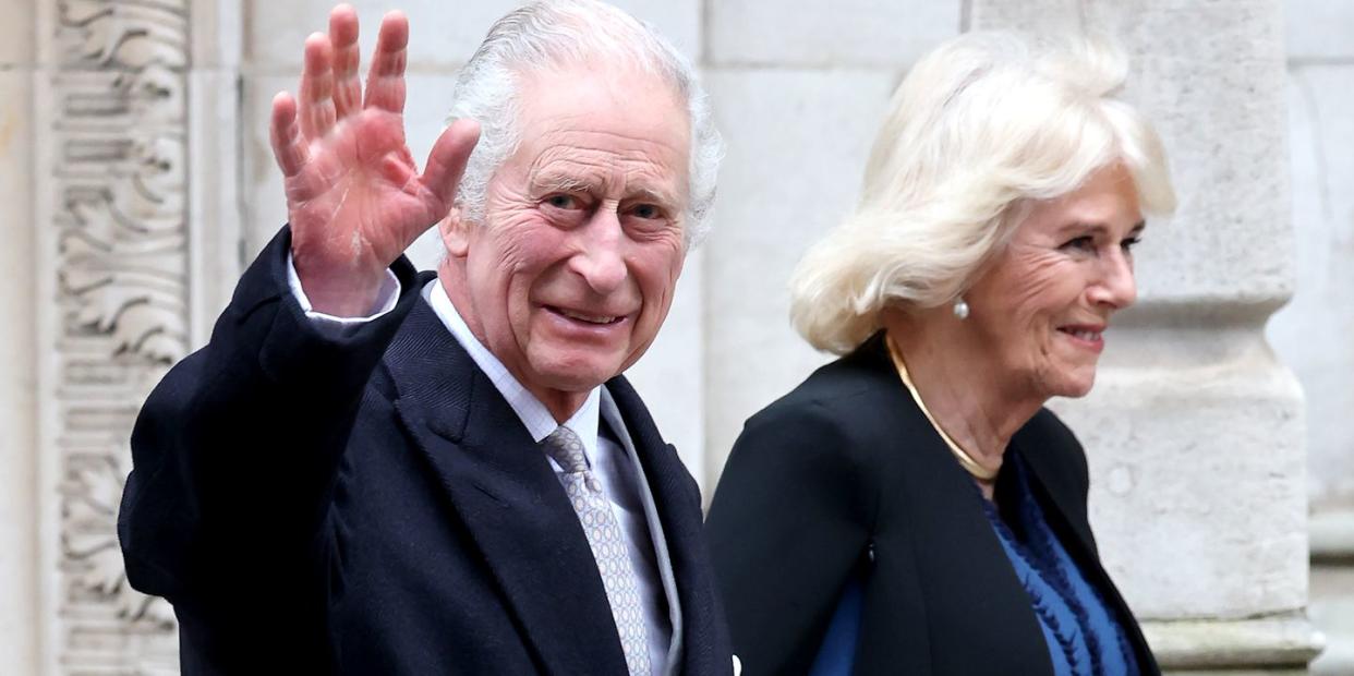 king charles departs with queen camilla after receiving treatment for an enlarged prostate at the london clinic shortly before cancer diagnosis