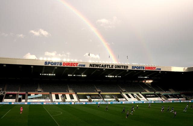 A rainbow over St James' Park