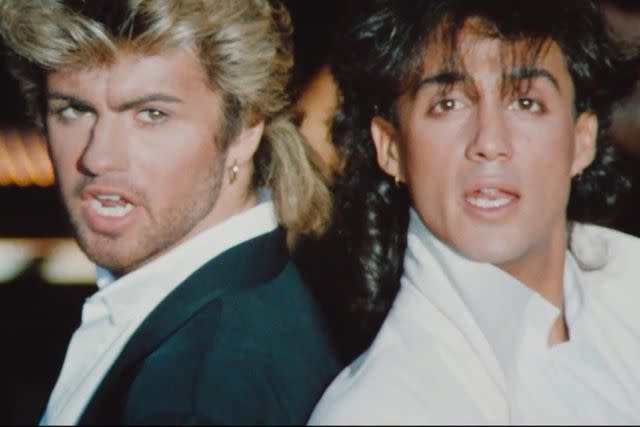 <p>Courtesy of Netflix</p> George Michael and Andrew Ridgeley in 'Wham!,' 2023