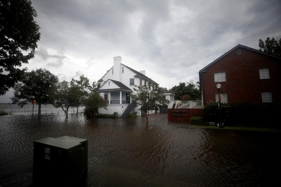 The outer bands of Hurricane Florence led to flooding in New Bern on Thursday. The full hurricane is expected to arrive on Friday.