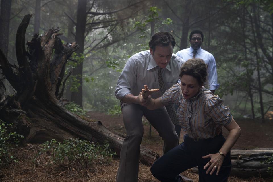 Vera Farmiga, Patrick Wilson and Arthur Keith Bolden stumble around the forest in the third "Conjuring" Movie