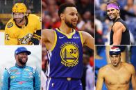 The Golden State Warriors' Stephen Curry was a slam-dunk to take home the title of Sexiest Athlete, besting the competition (clockwise from top left) Mike Fisher, Rafael Nadal, Michael Phelps and Bubba Wallace.