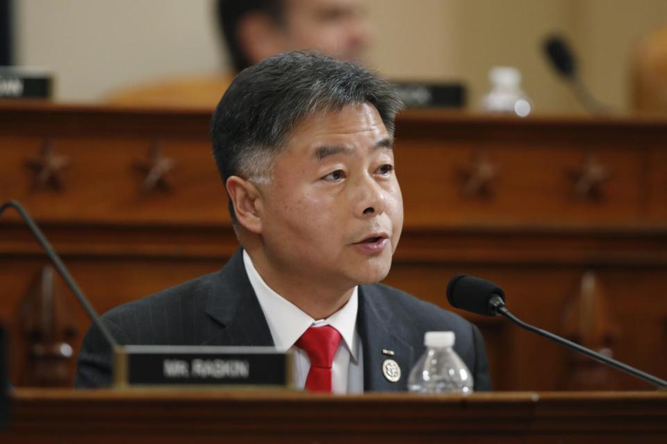 Rep Ted Lieu speaking at a hearing