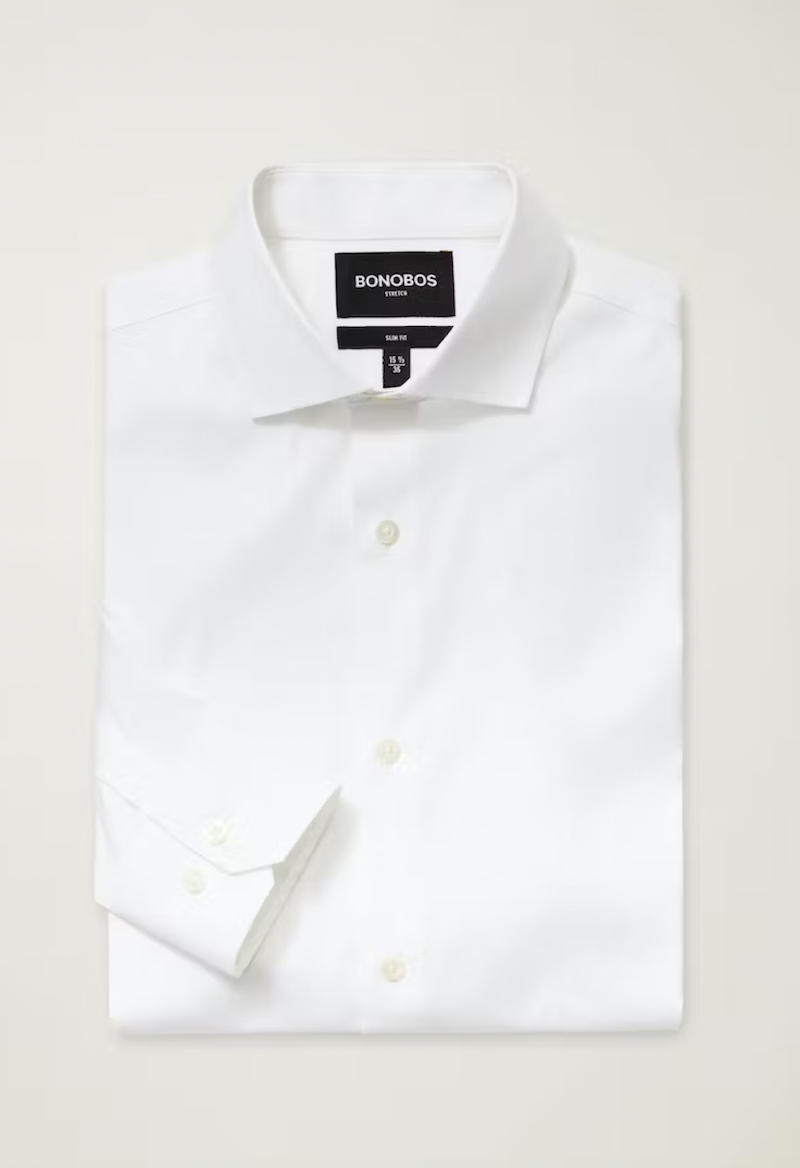 <p><a href="https://go.redirectingat.com?id=74968X1596630&url=https%3A%2F%2Fbonobos.com%2Fproducts%2Fjetsetter-stretch-dress-shirt%3Fcolor%3Dsolid%2Bwhite%26shirt-fit%3Dslim%26shirt-collar%3Dsemi-spread%26shirt-pocket%3Dno%2Bpocket%26shirt-neck%3D17%26shirt-sleeve%3D35%26gclid%3DCjwKCAjw67ajBhAVEiwA2g_jEG7-tQ8ysxZTkDP6upmD0kca_UxmuB4hSrJvNqAioBHOskoAutIYDRoC7hUQAvD_BwE%26gclsrc%3Daw.ds&sref=https%3A%2F%2Fwww.esquire.com%2Fstyle%2Fmens-fashion%2Fg39713810%2Fbest-white-dress-shirts-for-men%2F" rel="nofollow noopener" target="_blank" data-ylk="slk:Shop Now;elm:context_link;itc:0;sec:content-canvas" class="link rapid-noclick-resp">Shop Now</a></p><p>Jetsetter Stretch Dress Shirt</p><p>bonobos.com</p><p>$129.00</p>
