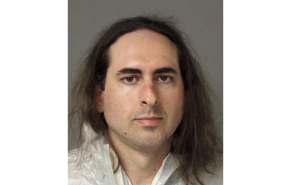 FILE - This June 28, 2018, file photo provided by the Anne Arundel Police shows Jarrod Ramos in Annapolis, Md. A pretrial hearing is scheduled Tuesday, June 25, 2019, in the case of Ramos, who is charged with fatally gunning down five people at the Capital Gazette newspaper in Maryland. (Anne Arundel Police via AP, File)