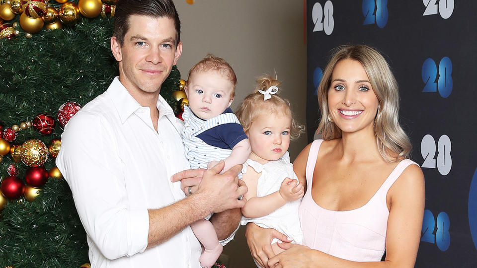 Tim Paine, pictured here with wife Bonnie and children Milla and Charlie in 2018.