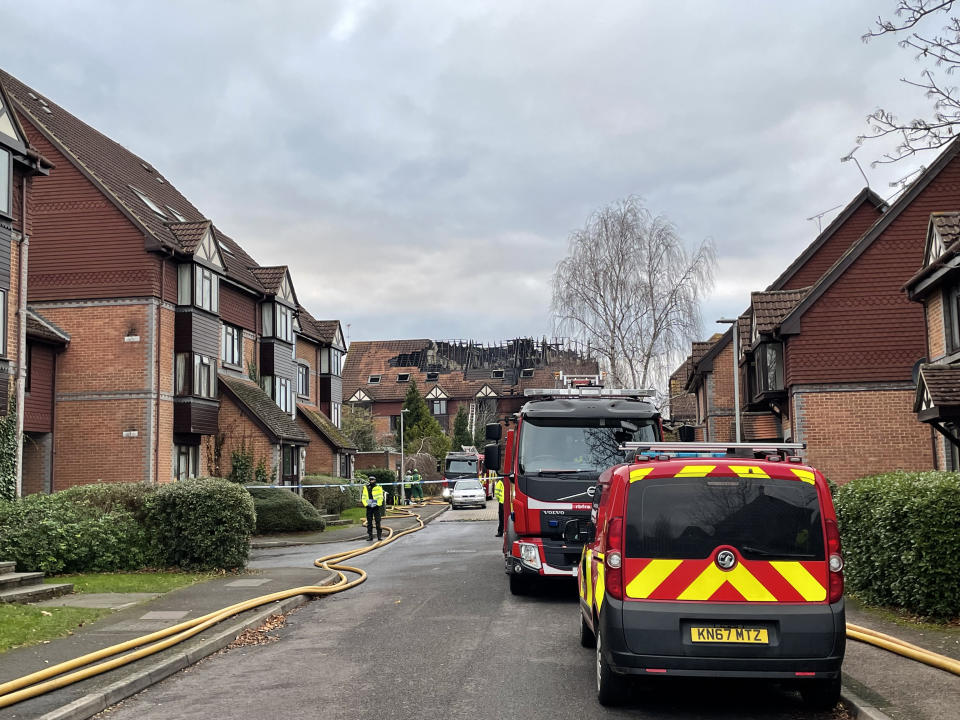 Damage to a property in Grovelands Road, Reading, where one person has died and others are 