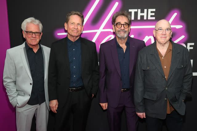 <p>Manny Carabel/Getty</p> Johnny Colla, Bill Gibson, Huey Lewis and Sean Hopper of Huey Lewis and the News attend 'The Heart of Rock and Roll' celebration at James Earl Jones Theatre on April 19, 2024 in New York City