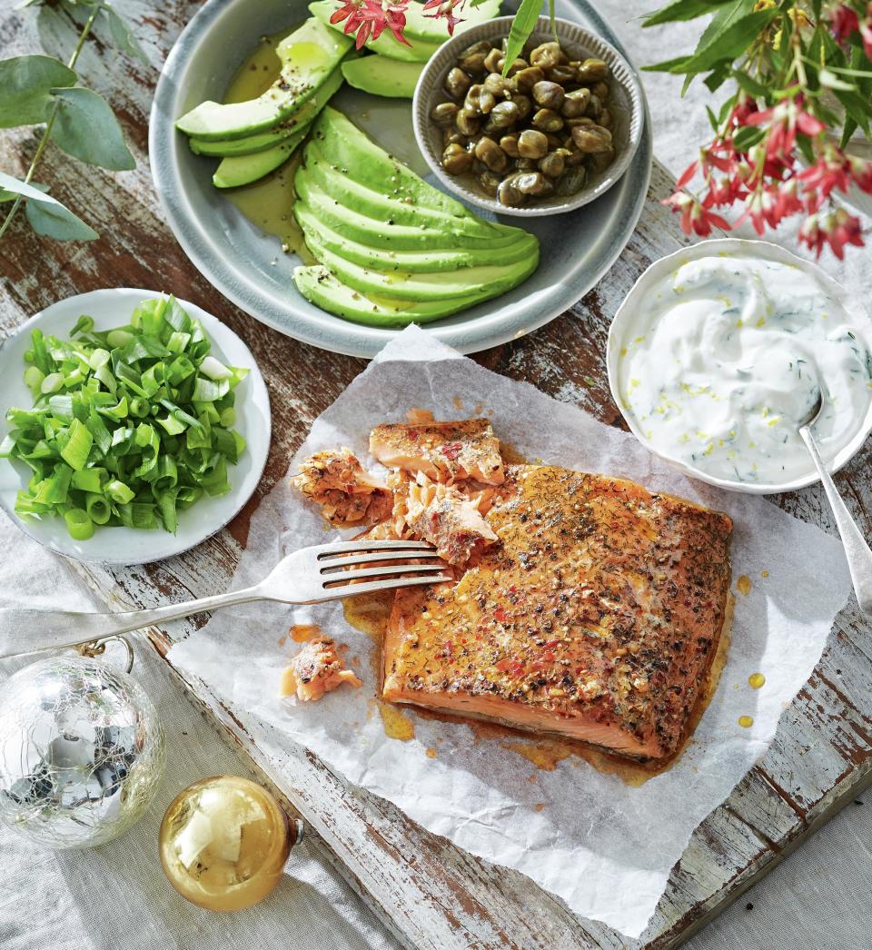 <p>Hot smoked New Zealand salmon with Christmas spice is ideal for serving in a canapé ahead of a Christmas lunch. Topped with dill and spices and delicately hot smoked with Manuka wood chips - $9.99, 200g - Aldi</p><br>