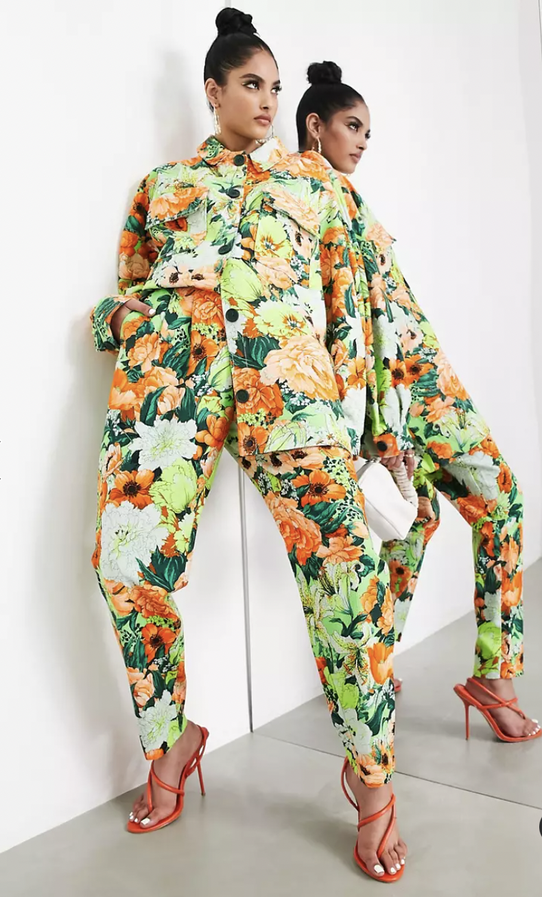 ASOS EDITION Tapered Cotton Pants in Floral Print