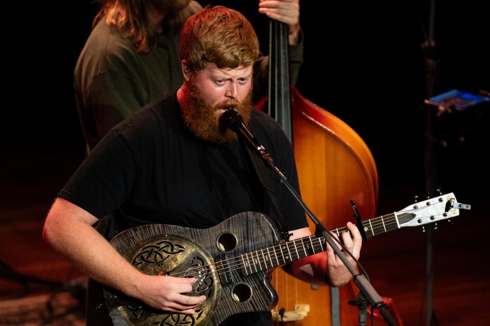 Oliver Anthony performs at the Ryman Auditorium in Nashville, Tenn., Thursday, Feb. 22, 2024.