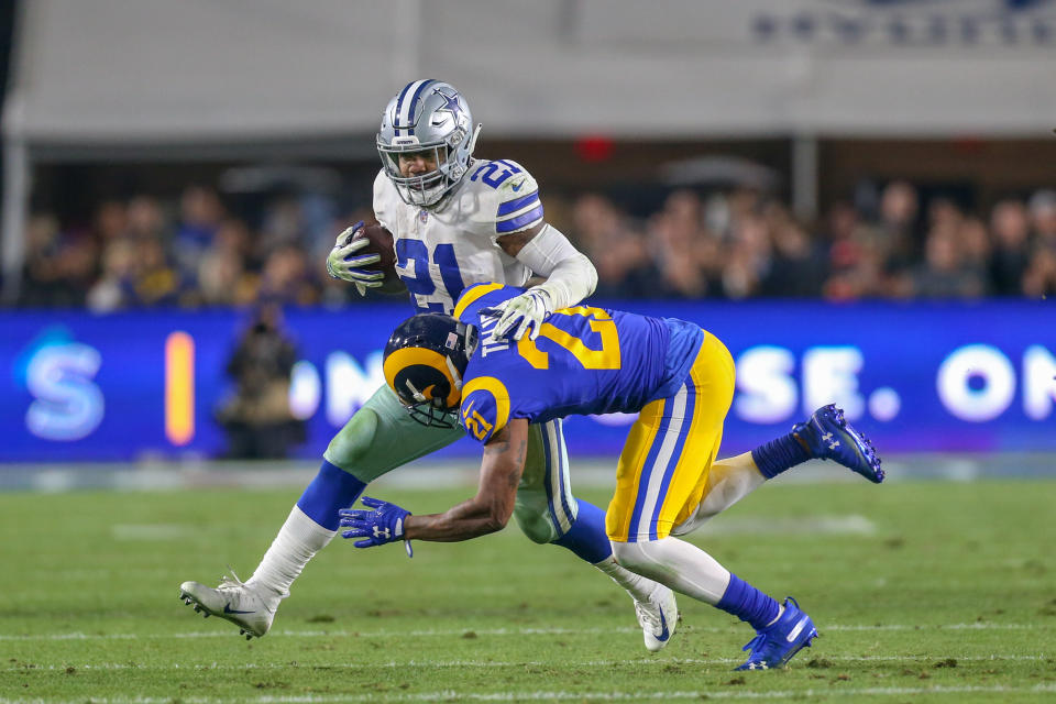 Dallas Cowboys running back Ezekiel Elliott reportedly will have his snaps limited in Week 1. (Getty Images)