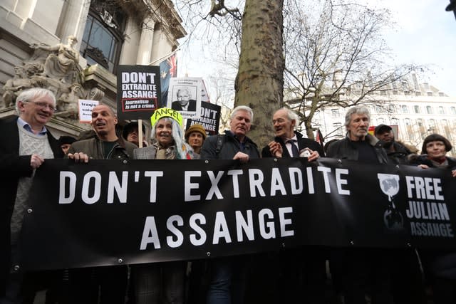 Julian Assange supporters outside court