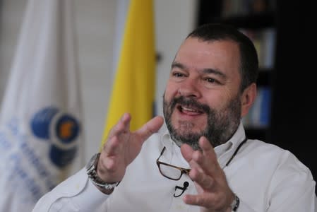 Carlos Negret, Colombian Ombudsman, speaks during an interview with Reuters in Bogota