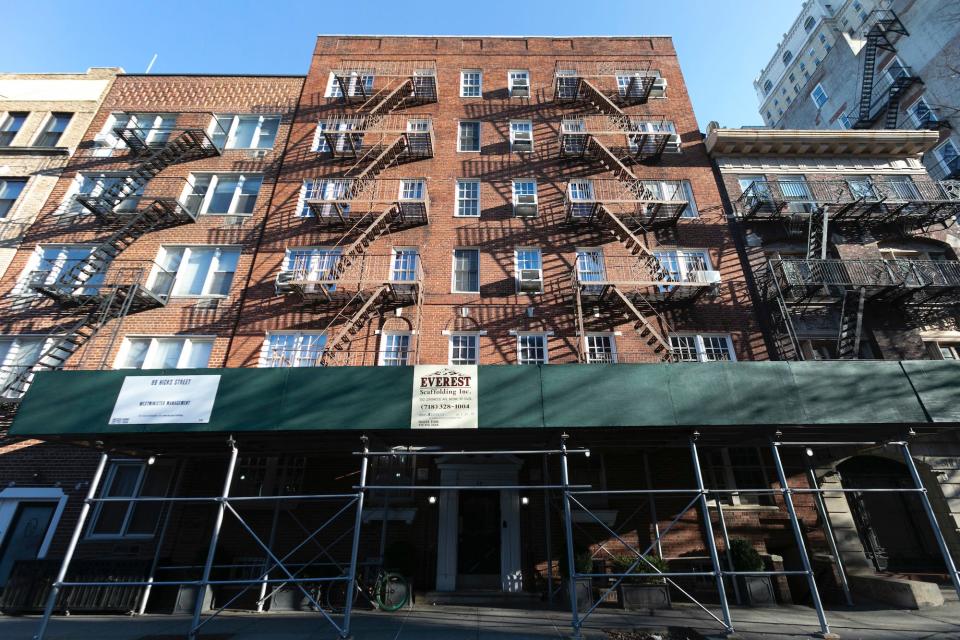 An apartment building, center, owned by Kushner Companies, in the Brooklyn Heights neighborhood of New York.