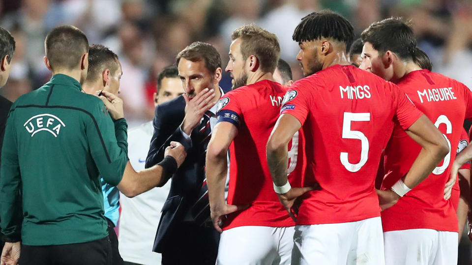 The match between England and Bulgaria was halted after racist chants from a section of the Bulgarian crowd.
