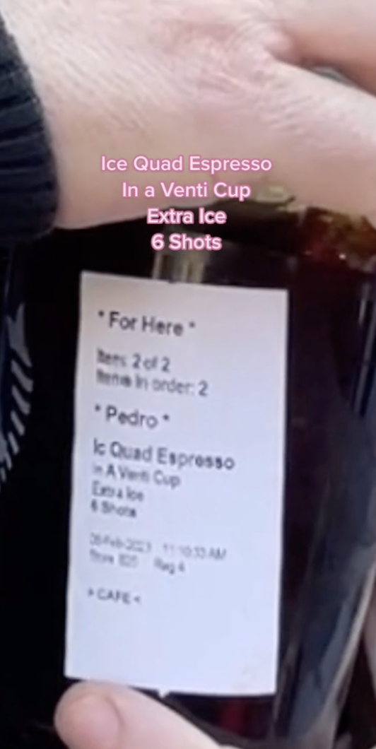 Screenshot of Pedro Pascal's Starbucks order
