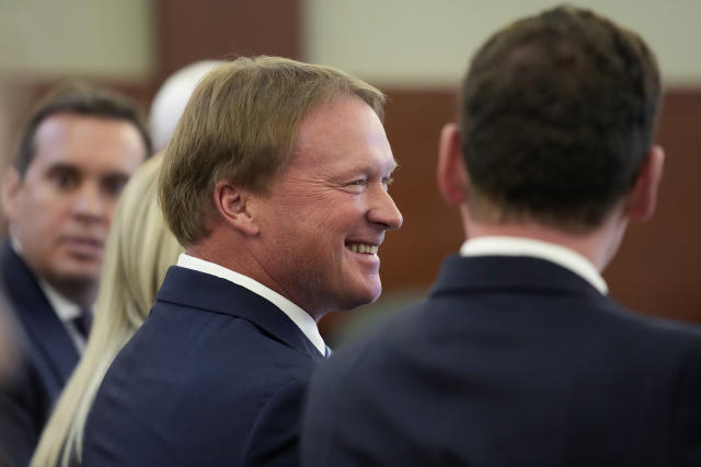 A Nevada judge struck down the NFL's motion to dismiss Jon Gruden's lawsuit against the league on Wednesday. (AP Photo/John Locher)
